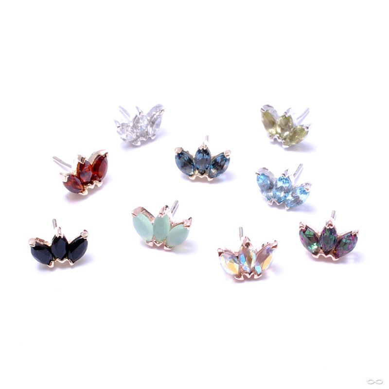 Triple Marquise Fan Press-fit End in Gold from BVLA 14k Rose Gold Chrysoprase