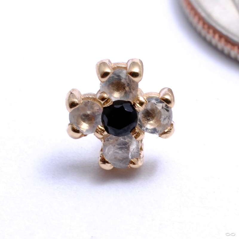 4 Diamond Soul Press-fit End in Gold from Quetzalli 14k Yellow Gold Black Spinel