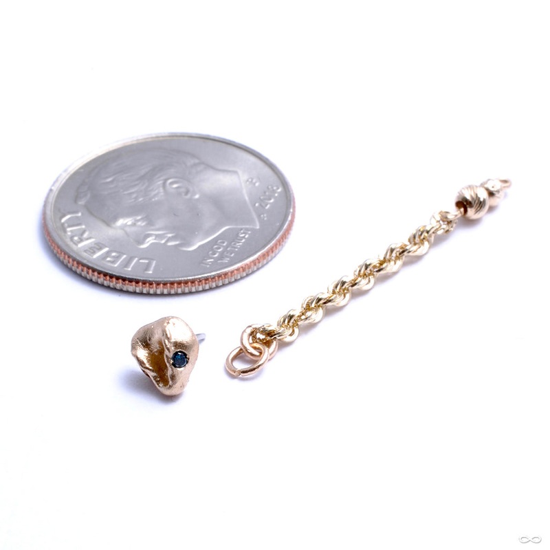 Who Is Sheeeee Press-fit End in Gold from Pupil Hall 14k Yellow Gold Red & Blue Diamonds