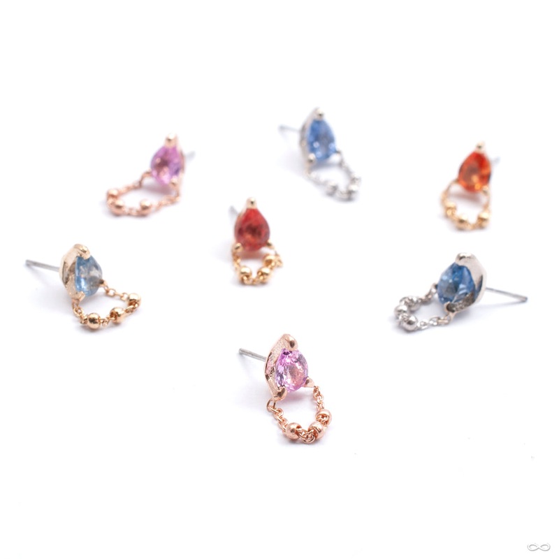 1000 Percent Press-fit End in Gold from Pupil Hall 14k Rose Gold Pink Sapphire