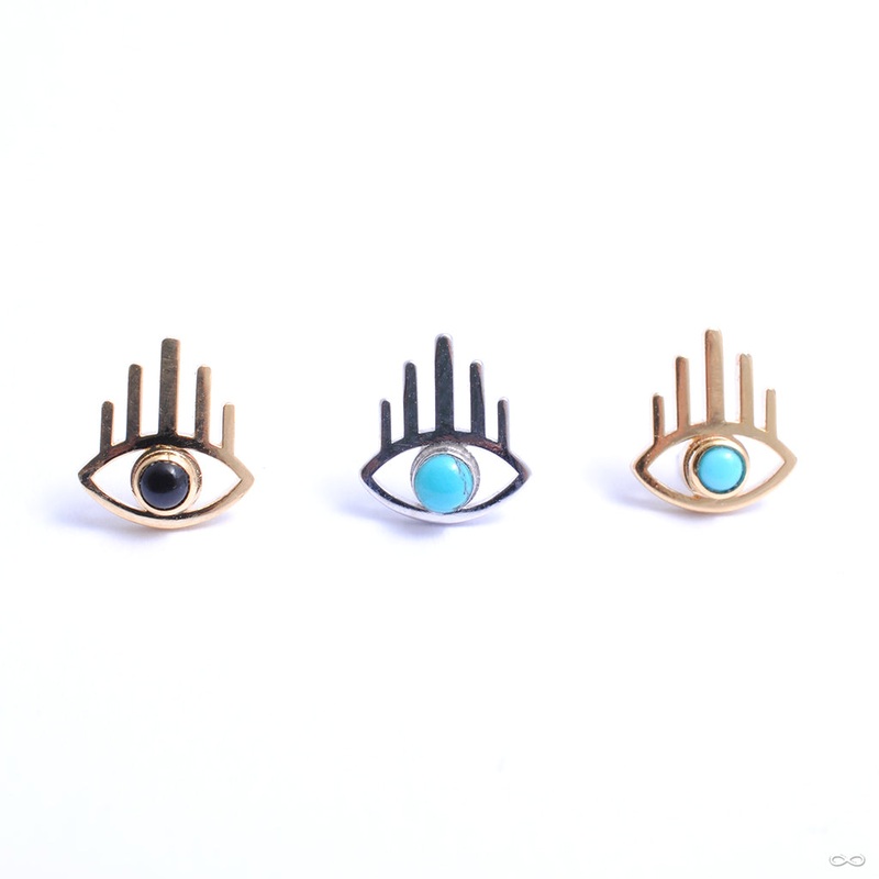 Amulet Press-fit End in Gold from Quetzalli 14k White Gold Turquoise