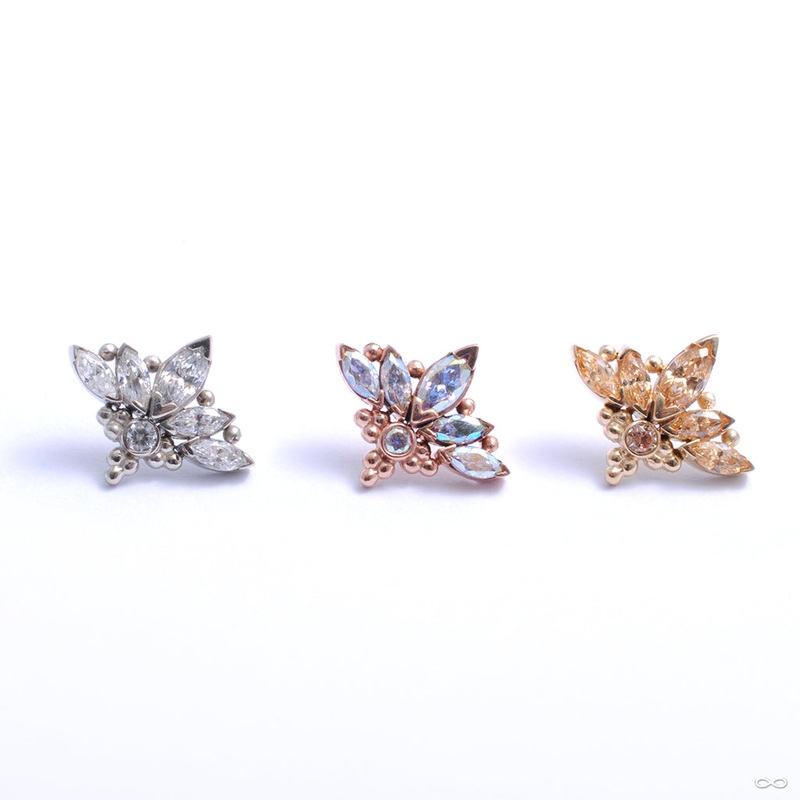 Zasu Press-fit End in Gold from LeRoi 14k Rose Gold Aurora Borealis
