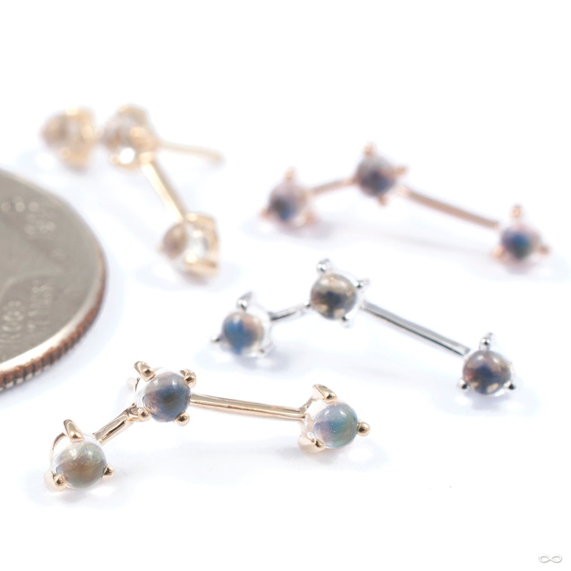 Astera 3 Press-fit End in Gold from Modern Mood 14k White Gold Moonstone