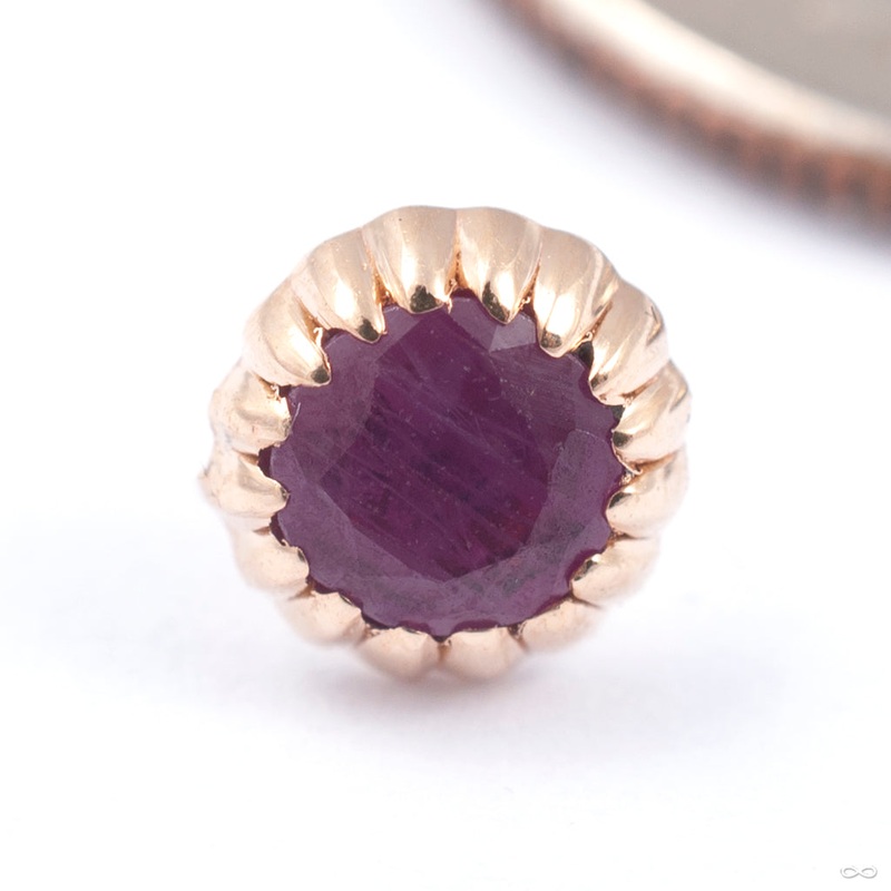 Wrapped Stone Press-fit End in Gold from Sacred Symbols 14k Yellow Gold Ruby