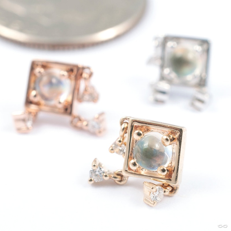 Zendaya Press-fit End in Gold from Modern Mood 14k Rose Gold Moonstone & Diamond