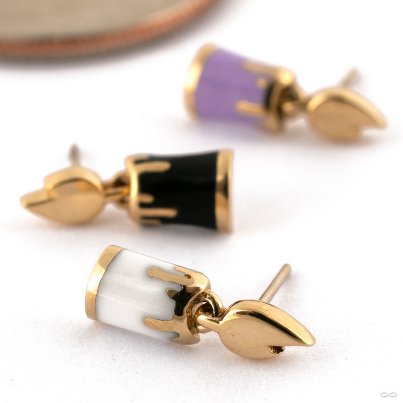 Zippy Press-fit End in Gold from Pupil Hall 14k Yellow Gold Black Enamel