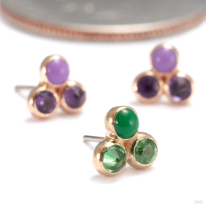 All Mixed Up Tri Me Press-fit End in Gold from Pupil Hall 14k Rose Gold Amethyst & Lilac Enamel