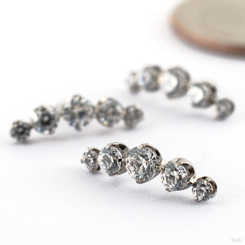 Aquarius Press-fit End in Titanium from Canasteel Jewelry Clear CZ Mini