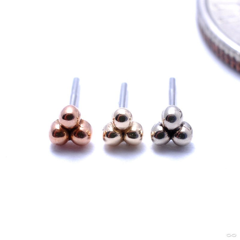 3 Bead Cluster Press-fit End in Gold from LeRoi 14k Rose Gold