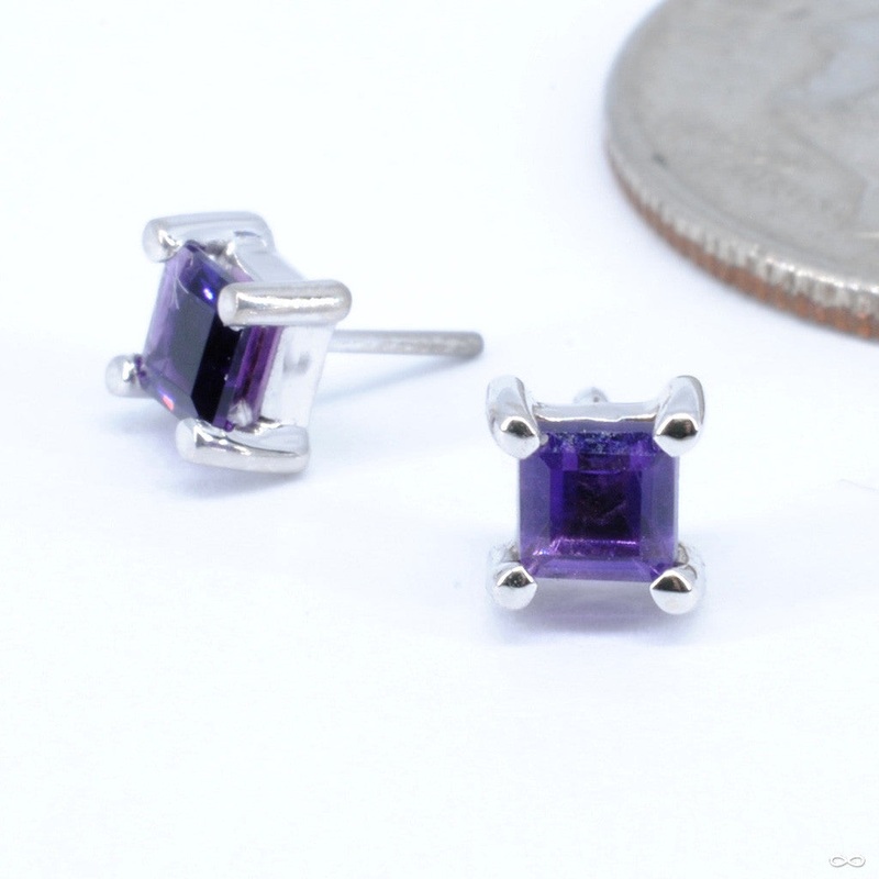 4-Prong Basket with Princess Cut Stone Press-fit End in Gold from BVLA 14k White Gold Amethyst