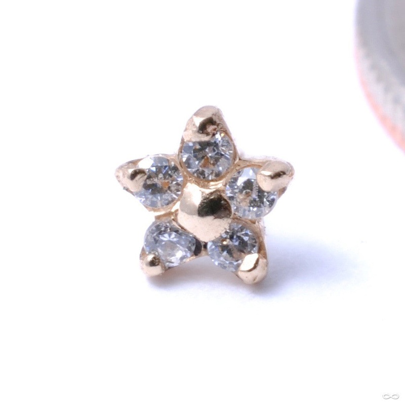 5 Stone Flower Press-fit End in Gold from LeRoi 14k Yellow Gold Clear CZ