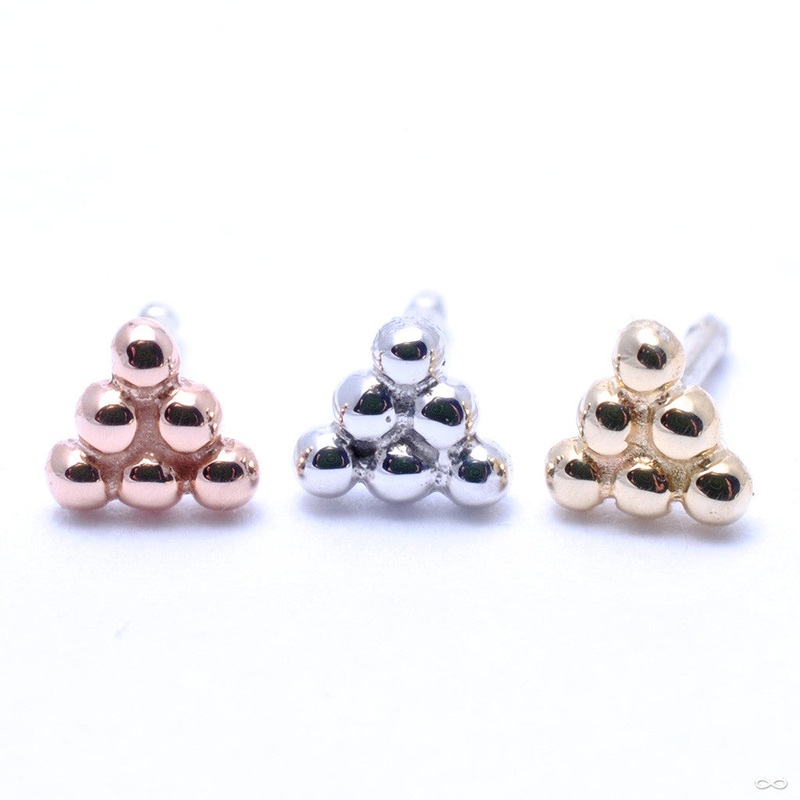 6 Bead Triangle Cluster Press-fit End in Gold from BVLA 14k Rose Gold