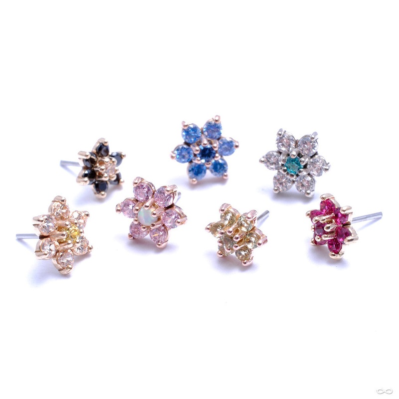 7 Stone Flower Press-fit End in Gold from LeRoi 14k Rose Gold Olive Small