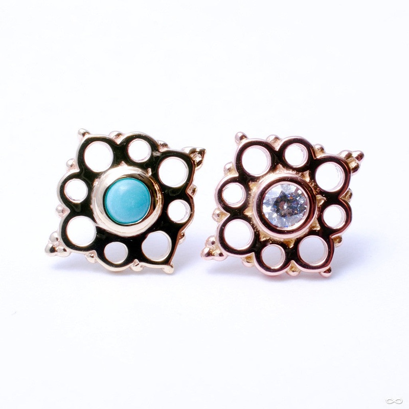 Angela Press-fit End in Gold from BVLA 14k Rose Gold Clear CZ