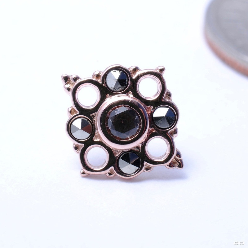 Angela with 5 Gems Press-fit End in Gold from BVLA 14k Rose Gold Champagne Sapphire Marcasite