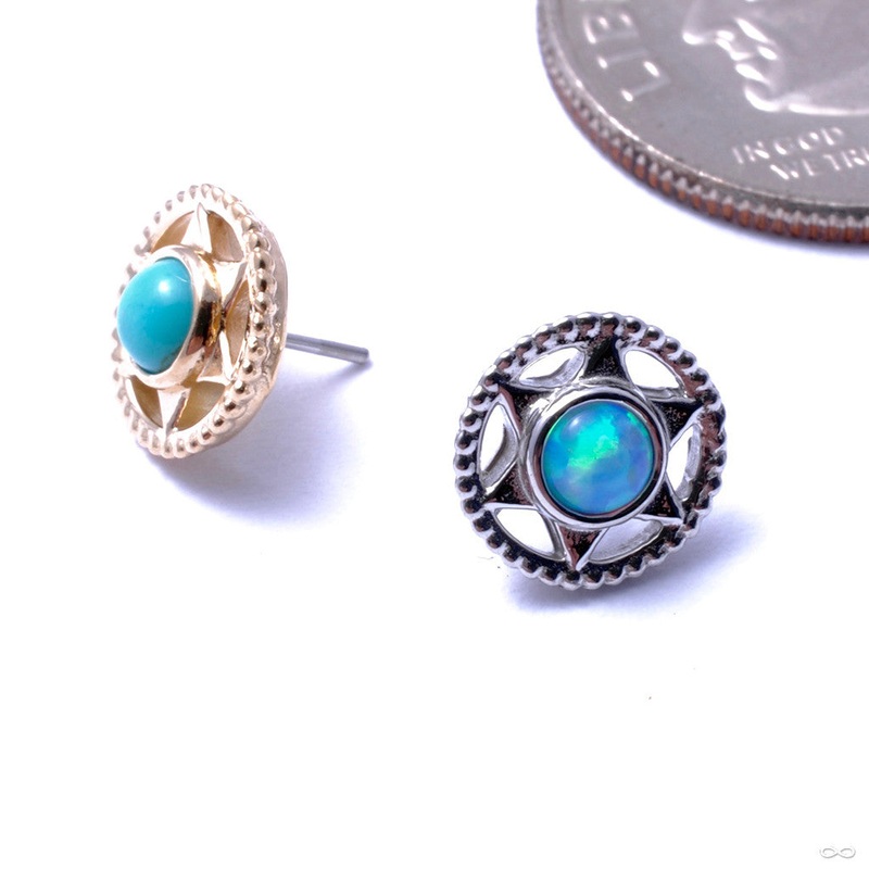 Vice Press-fit End in Gold from Anatometal 18k White Gold Light Blue Opal