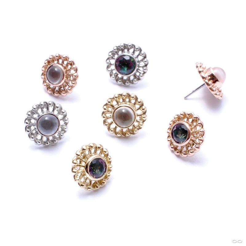 Virtue Press-fit End in Gold from Anatometal 18k Rose Gold Moonstone