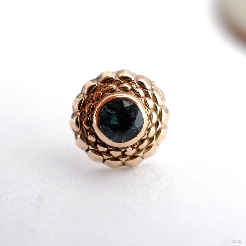 Zinnia Press-fit End in Gold from Sacred Symbols 14k Yellow Gold Blue Topaz