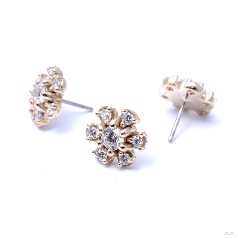 7 Stone Daisy Press-fit End in Gold from LeRoi 14k Yellow Gold Clear CZ