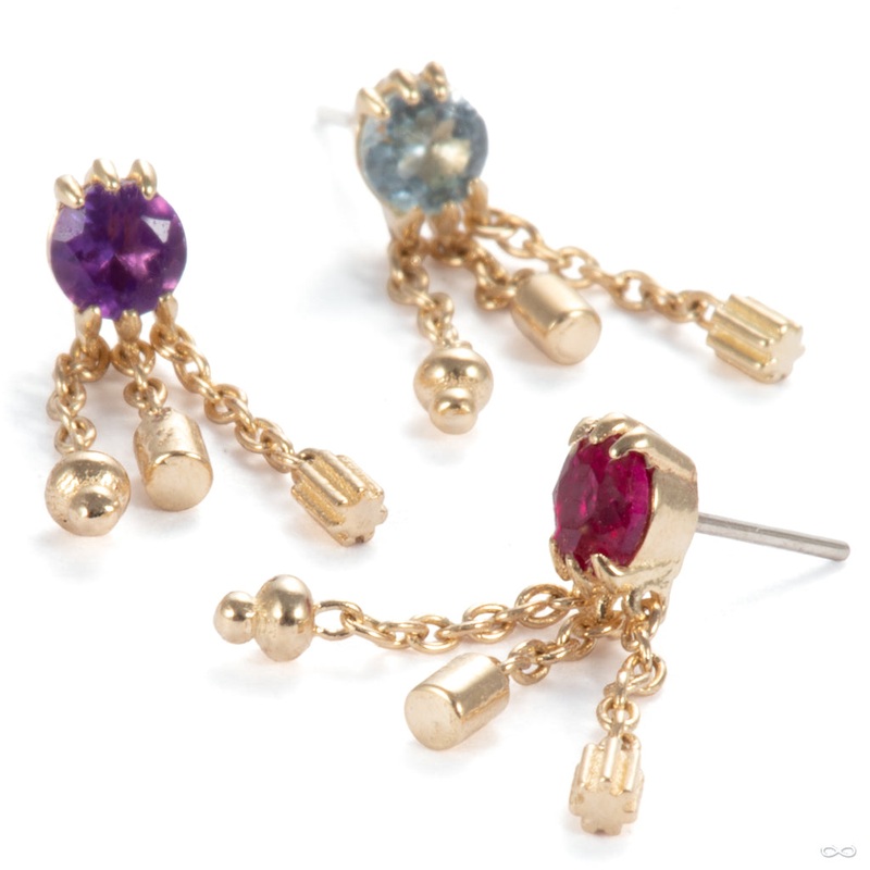 3 Drops 1000 Percent Press-fit End in Gold from Pupil Hall 14k Yellow Gold Amethyst