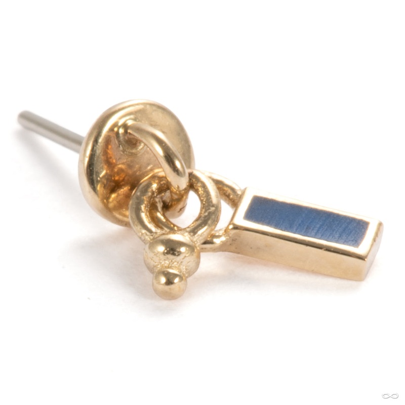 A Few Things Round Press-fit End in Gold from Pupil Hall 14k Yellow Gold New Blue Enamel