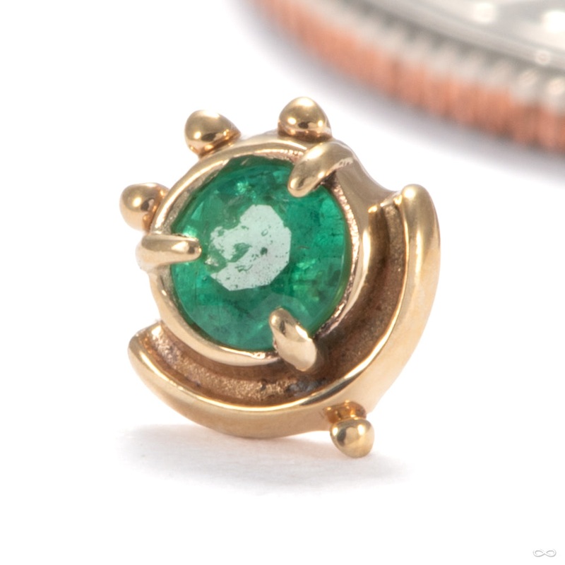 Axis Press-fit End in Gold from Sacred Symbols 14k Yellow Gold Emerald