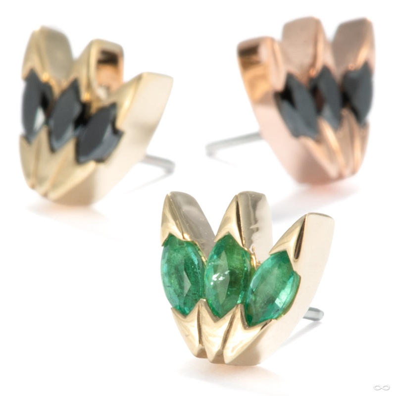 Xanadu Press-fit End in Gold from Tether Jewelry 14k Rose Gold Black Diamond
