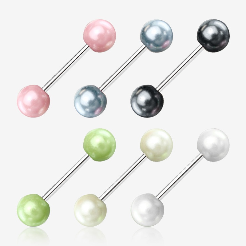 6 Pcs of Assorted Color Pearlescent Ball Barbell Package Assorted 14 GA (1.6mm), 5/8″ (16mm)