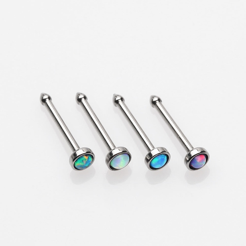 4 Pcs of Assorted Fire Opal Nose Stud Ring Pack Assorted 20 GA (0.8mm), 1/4″ (6mm), Gem: 2.5mm