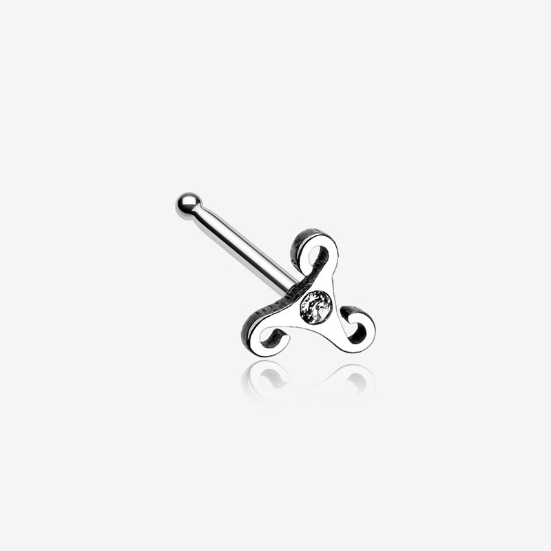 Trinity Icon Sparkle Nose Stud Ring Clear/White 20 GA (0.8mm), 9/32″ (7mm)