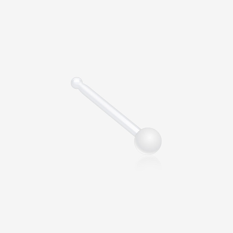 Ball Top Clear UV Acrylic Nose Stud Retainer Clear/White 20 GA (0.8mm), 5/16″ (8mm)