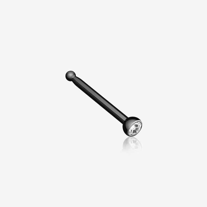 Bio Flexible Press Fit Gem Nose Stud Ring Black 20 GA (0.8mm), 5/16″ (8mm)