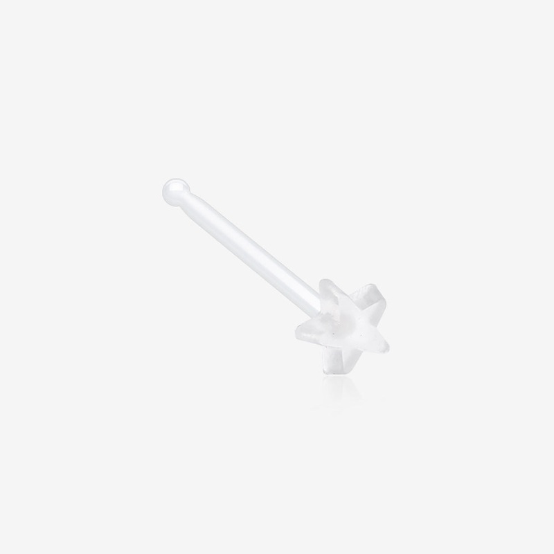 Star Top Clear UV Acrylic Nose Stud Retainer Clear/White 20 GA (0.8mm), 5/16″ (8mm)