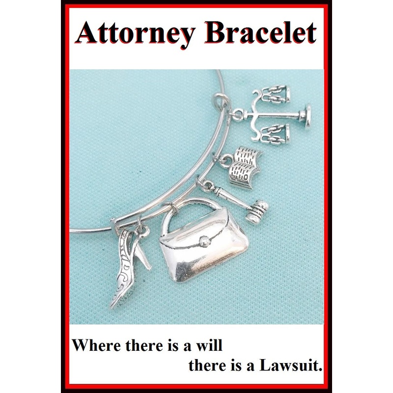 Attorney or Lawyer theme Charms Expendable Bangle.
