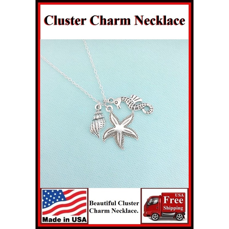 Stunning Starfish Cluster Charm Necklaces. #1