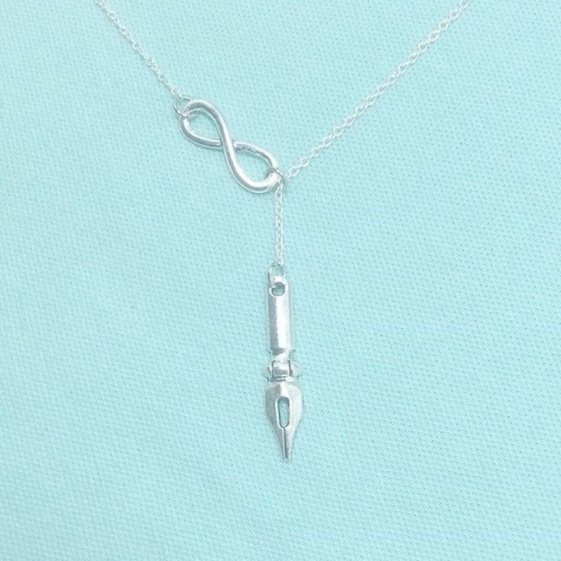 Writer’s Calligraphy Pen Necklace Lariat Style.