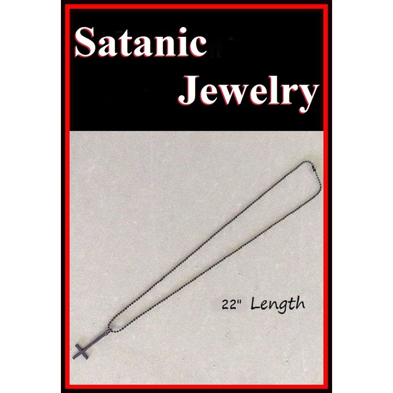 2″ Black UPSIDE down Cross with Black Steel Bead Chain.