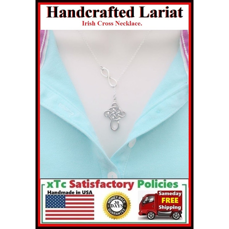 Beautiful Celtic or Irish Cross Lariat Style Necklace.
