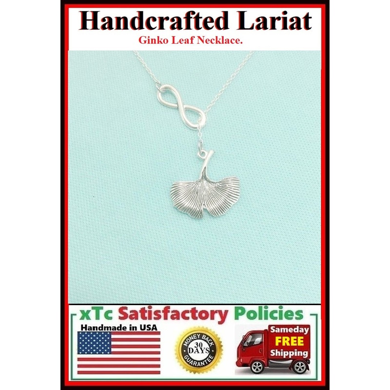 Beautiful GINKO LEAF Necklace Lariat Style.