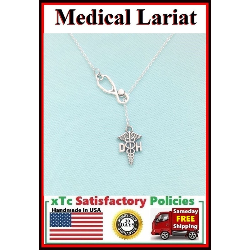 Stethoscope and DH ( Dental Hygienist ) Symbol Lariat Necklace.