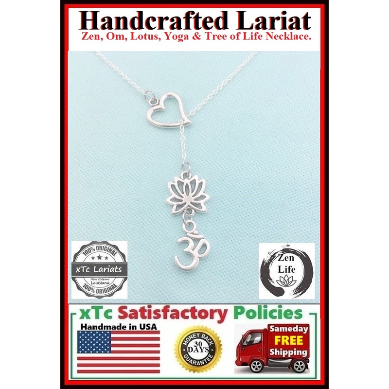 Stunning OM and LOTUS Lariat Style Necklace.