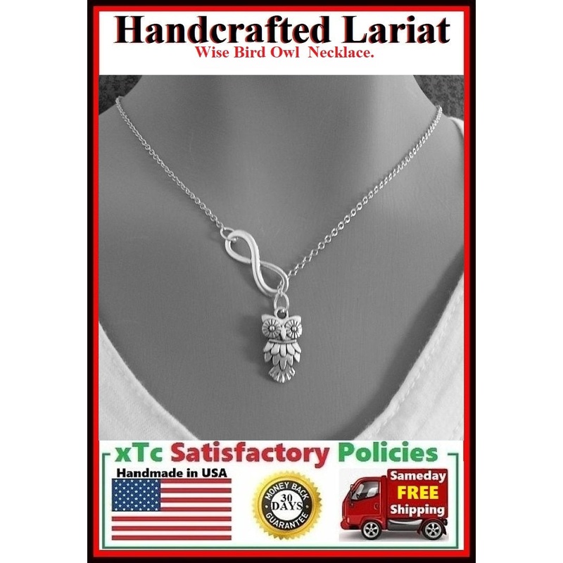 Stunning Owl Handcrafted Necklace Lariat Style.
