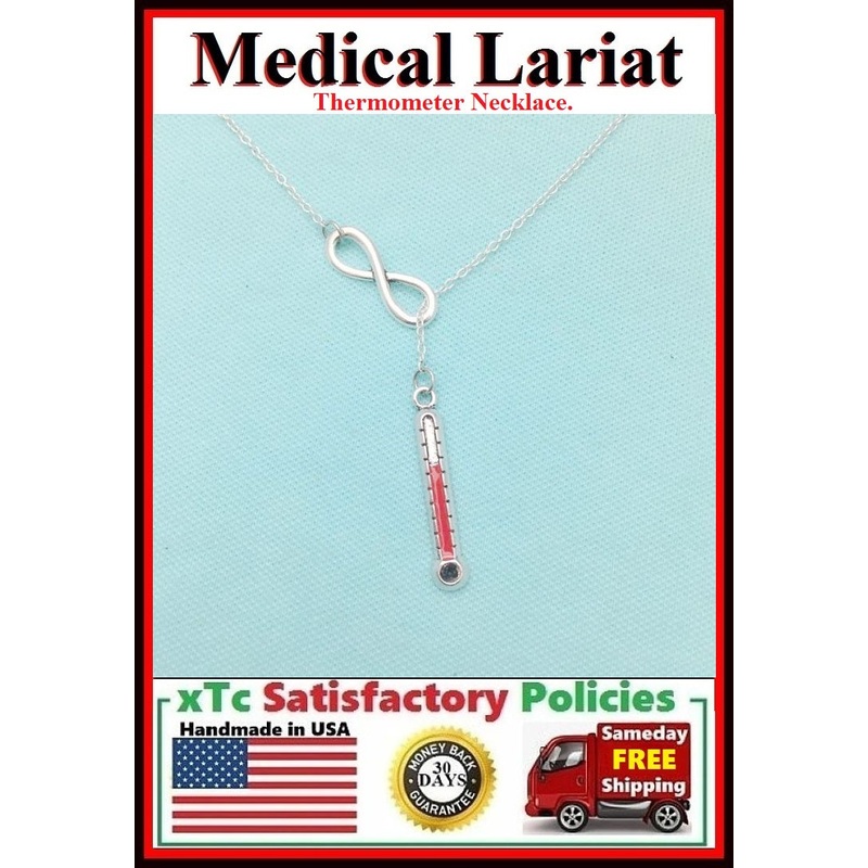 Thermometer Handcrafted Necklace Lariat Style. RN or DR.