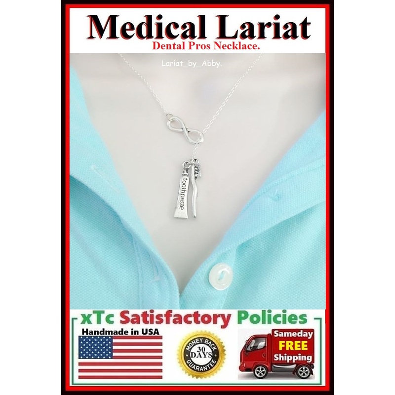 Tooth Paste and Tooth Brush Handcrafted Necklace Lariat Style.