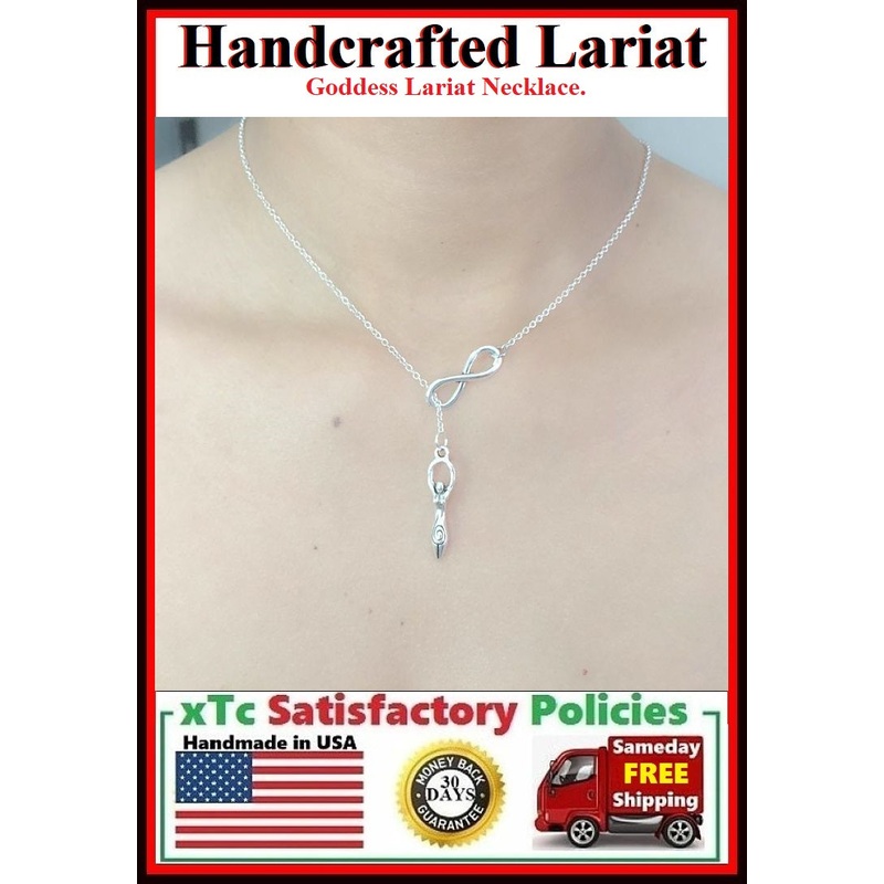 WICCAN GODDESS WITCHES PAGAN GODDESS Charm Lariat Necklace.