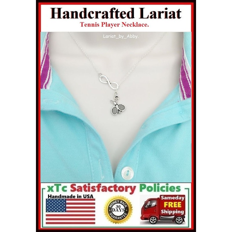 Tennis Rackets & Infinity Handcraft Necklace Lariat Style.