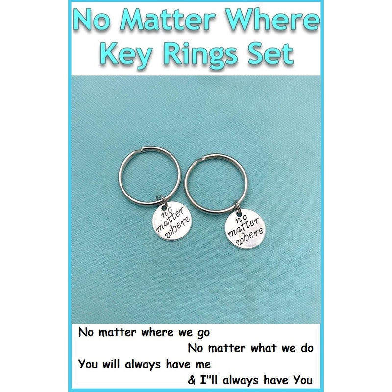 2 Best Friends, NO MATTER WHERE Key Chains. Long Distance. Moving Gift.