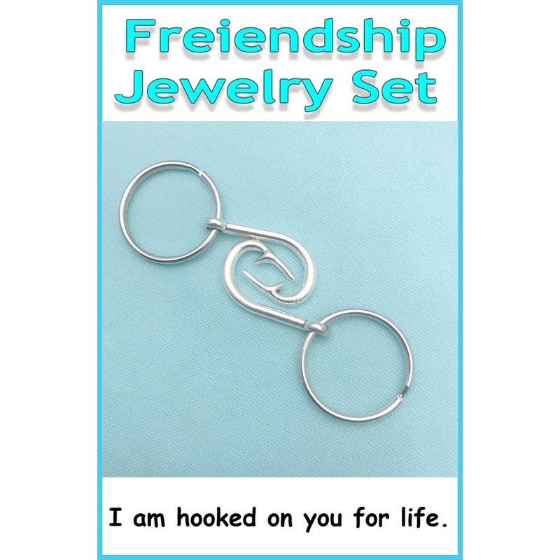 2 Friendship Fish Hook Keychain Set. BFF, Lovers Gift.