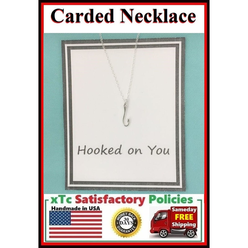 “HOOKED ON YOU” Surprise Lover Gift, FISH HOOK Necklace.