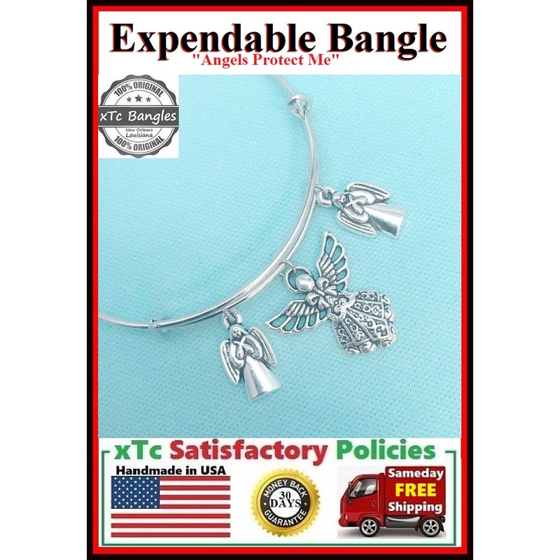 “I am Protected by Angels” Charms Bangle, Angelic Protection Bangle.